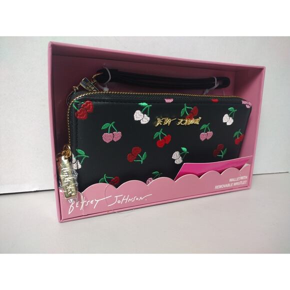 Betsey Johnson Cherry~ Multi- Piece Set~Satchel~ Bag~Charm & Wallet New In Box - Picture 8 of 8